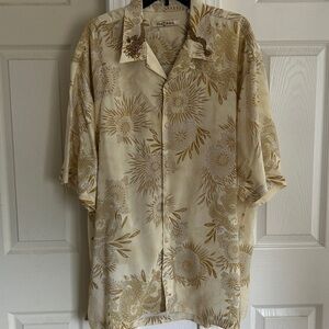 Tommy Bahama Hawaiian Shirt Mens Dragon Ivory Stripe Camp XL